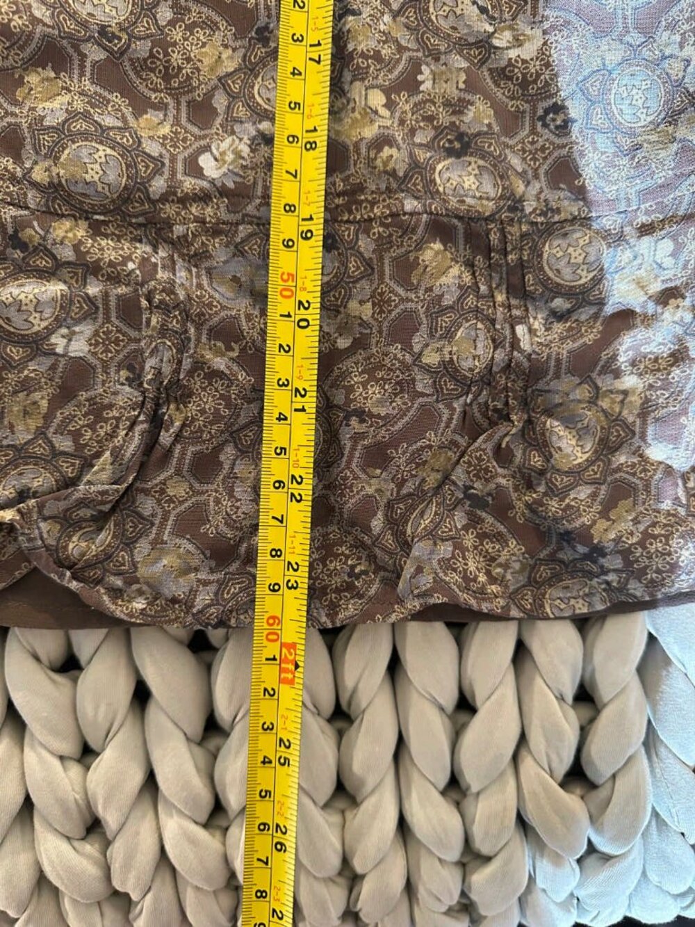 J.Jill Brown Boho Pattern Skirt | Size L | Flowy Midi | Lined - Picture 10 of 11